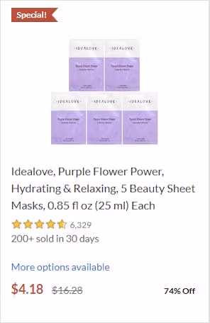 Скидка на Idealove, Purple Flower Power, Hydrating & Relaxing